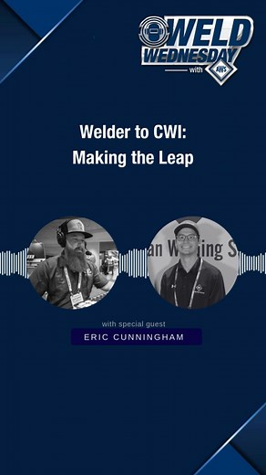 2.9K views · 19 reactions | From sweeping floors at 15 → Certified Welding Inspector. Eric Cunningham shares how mentorship, certs, and real shop work took him from welder to CWI—without losing his hands-on identity. If you’re CWI-curious (or mentoring someone who is), this one’s your playbook.  Check out the episode: https://pulse.ly/jlc6dp0i36 or wherever you get your podcasts. | American Welding Society | Facebook