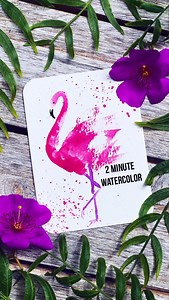 2 minute flamingo 🎨! Today let’s use the dry brush technique to create and easy and quick flamingo. 🦩full length slowed video for subscribers 👩🏻‍🎨 With the flamingos’ striking pink color, we associate them with tropical vibes and summer fun. “Be a flamingo in a flock of pigeons.” - Savannah Larsen Materials: (all supplies listed in bio under my new Amazon storefront) ☀️size 6 round brush @princetonbrush ☀️size 0 miniature brush @goldenmapleart ☀️Watercolor paint @grabieofficial ☀️Watercolor