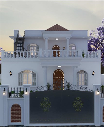 1.5 Floor Neoclassical House #NeoclassicalHouse #NeoclassicalArchitecture #NeoclassicalDesign #NeoclassicalHome #khimarchitects