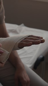 Hand being wrapped with a bandage | Free Stock Video Footage