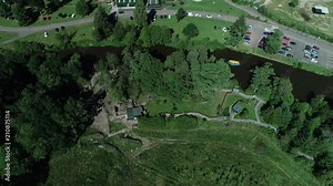 4K aerial footage of Doune Castle in Perthshire, Scotland. A location for the Outlander television series..