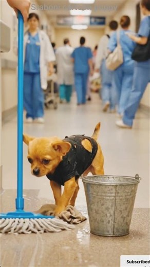 puppy works as a hospital cleaner #puppy #animahal #cleaner #shorts
