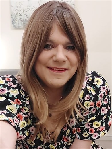 Crossdresser Mel wearing floral dress