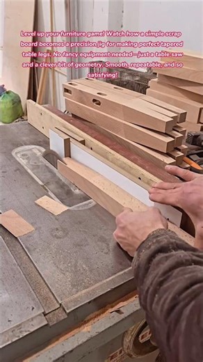 Table Saw Hack! 🪑📐 Simple DIY Tapering Jig #asmr #satisfying #craft #skills #tips #tricks #how #wood