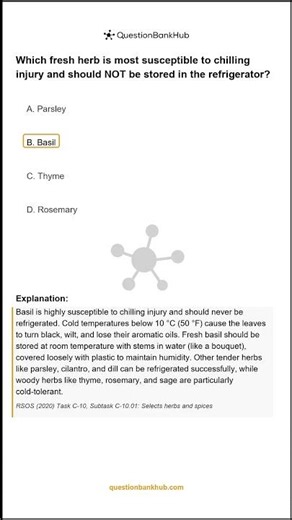 Cook Red Seal Quiz - Fresh Herb Storage - Produce Q26