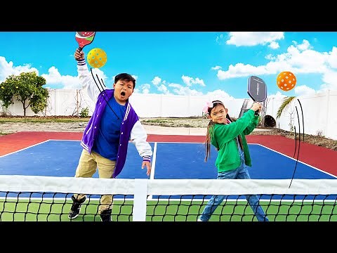 Alex and Charlotte Pretend Play Pickleball Sports for Kids | Funny Video for Children