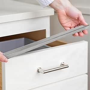 Stainless Steel Drawer Cap Protects Cabinet Edges from Damage. Slip-on Design with 3M Adhesive for a Secure fit. Fits 3/4" Thick or Less Doors and Drawers (Brushed Stainless, 11 Inch)