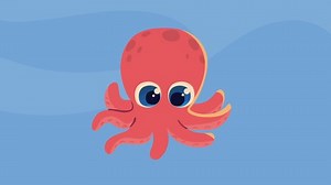 cute octopus animal character animation ,4k video animated