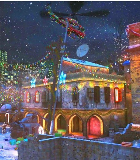 Replying to @Carter Winter Crash – Call of Duty: Modern Warfare Remastered (2016) Winter Crash is a holiday-themed version of the classic Crash map, transforming the familiar Middle Eastern town into a snowy battlefield covered in Christmas lights and decorations. The layout stays the same, but the setting shifts to nighttime with snow covering the streets and rooftops. The crashed CH-46 helicopter still sits at the center of the map, but during the winter event it’s surrounded by a giant Christ