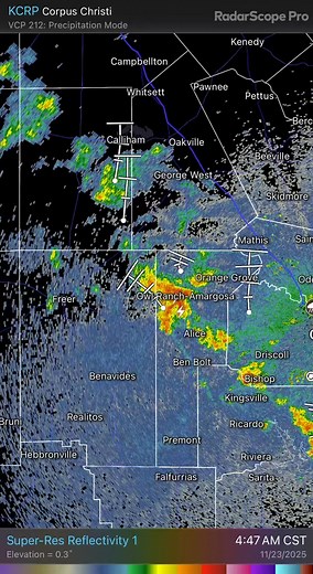 27K views · 90 reactions | Radar update: A few lingering showers. More may develop throughout the day today. Slight odds will continue over the next few days. 6:00 AM 11/23/2025 | South Texas Weather Updates | Facebook