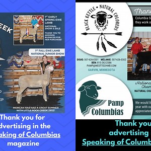 Thank you to all the advertisers in the "Results Issue of the Speaking of Columbias magazine. | Columbia Sheep Breeders Assn. of America