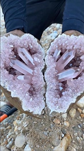Hidden Pink Crystal Treasure Split Open – Stunning Quartz Reveal!
