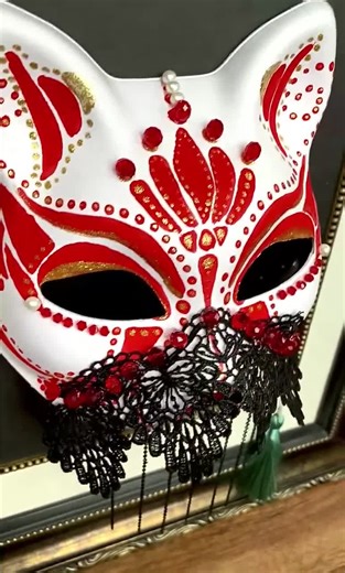 Handmade Japanese Fox Mask: Oriental Red Kitsune Costume - Etsy