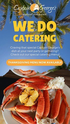 Bring our delicious, fresh seafood to your next gathering! Be sure to check out our Thanksgiving menu as well! 🔗 https://www.captaingeorges.com/catering #CaptainGeorges #SeafoodBuffet #AllYouCanEat #FamilyFeast #Catering #Thanksgiving | Captain George's Seafood Restaurant