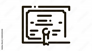 Academy Graduation Diploma Icon Animation. black Academy Graduation Diploma animated icon on white background