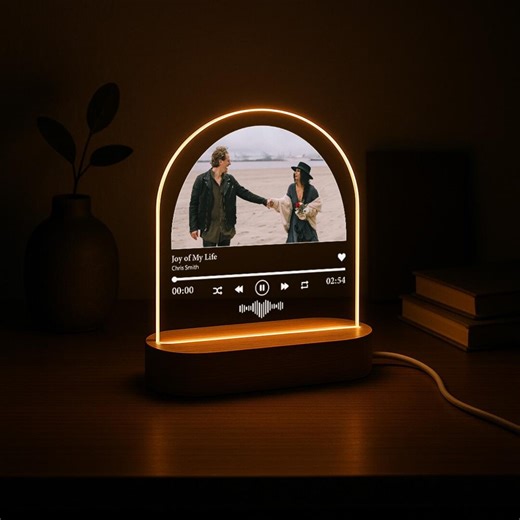 Custom Photo Music Player Night Light, Personalized Acrylic LED Lamp, Anniversary Gift, Couple Photo Song Lamp - Etsy