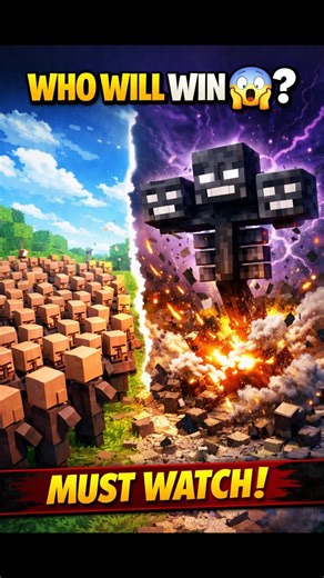 Minecraft wither vs 100 villagers #minecraft #trending #minecraftmemes #new #villager #java #viral
