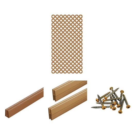 4 ft. Sierra Cedar Vinyl Lattice Divider and Cap (4-Pack) with Screws (12-Piece) and 4 ft. x 8 ft. Lattice Panel - The Home Depot