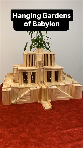 Instant Build - Kapla Master on Instagram: "Bringing an Ancient Wonder Back to Life with Kapla - The Hanging Gardens of Babylon #babylon #diy #kapla #construction #wood #timelapse #asmr #garden"