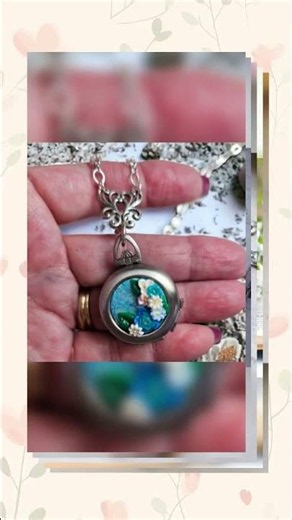 Four Photo Locket with clay flowers
