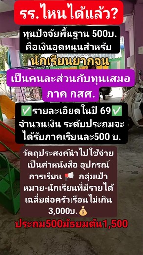 ทุนปัจจัยพื้นฐานคือเงินอุดหนุนสำหรับนักเรียนยากจน ประถมศึกษา 500/เทอม ระดับทมัธยมตอนต้น 1500/เทอม #ทุนปัจจัยพื้นฐาน #เงินอุดหนุนนักเรียนยากจน #ทุนเสมอภาค | Kamareeyah Badong