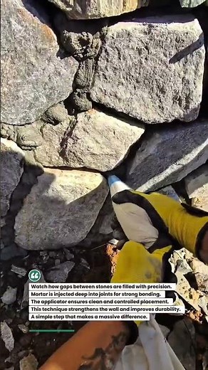 Stone Wall Grouting Clean Finish Technique! #construction #masonry #stonework
