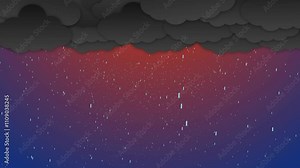 Rain Falling Form Cloud. 2d Cartoon Animation Of Falling Rain Animation. Cartoon Cloud Animation With Falling Rain