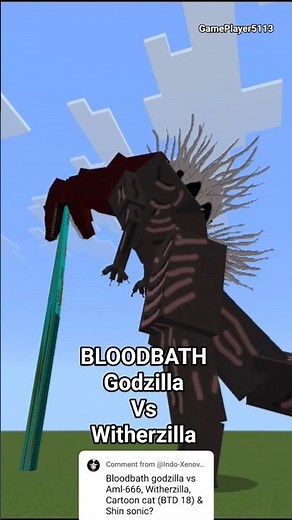 BLOODBATH Godzilla(Monarchgamer2007) Vs Witherzilla #minecraft #mobbattle #mcpe #shorts #addon