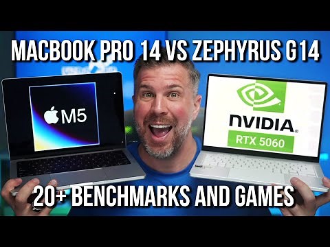 Benchmarking Macbook Pro M5 vs Zephyrus G14 RTX 5060 - 20+ Benchmarks and Games Battle! M5 Faster?
