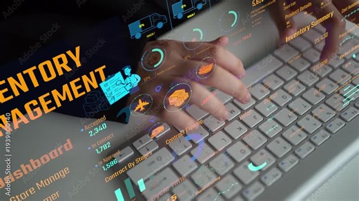 Inventory management dashboard showing supply chain performance, stock levels, order cycle times, cost reduction, and procurement ROI. Inventory tracking, and streamline warehouse efficiency. Thunk