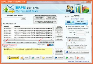 Send Unicode SMS from Android Mobile using DRPU Software