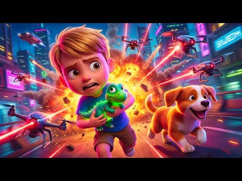 Alien Chase! David, Dino & Puppy vs Drones 🚀🦖🐶 | Pixar-Style Action