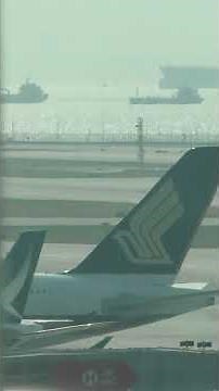 Singapore Airlines Airbus A380 departure Take Off Hong Kong International Airport #shorts