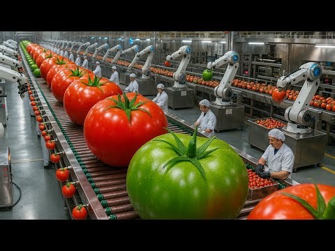 Inside a Tomato Processing Factory: From Fresh Tomatoes to Perfect Sauce Base (Full Process)
