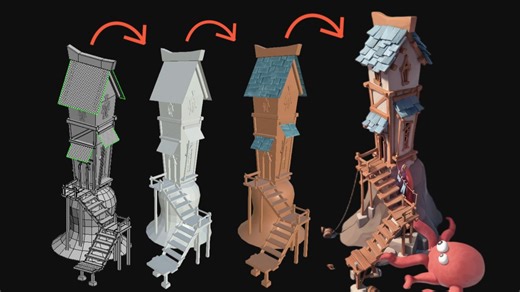【3DMAX场景建模】3dmax SP完整建模全流程制作，场景模型/UV/材质超详细教学，零基础章鱼小屋模型制作教程