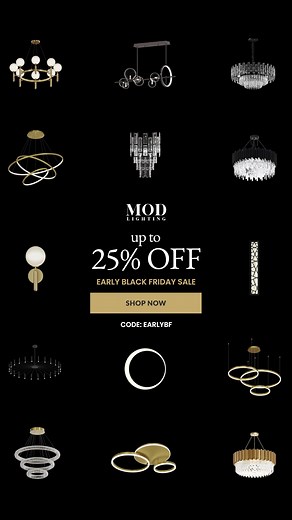 Early Black Friday Sale starts now! Get up to 25% off with code: "EARLYBF". Score the best deals on modern lighting & fixtures today: https://mod-lighting.com | MOD LIGHTING | Facebook