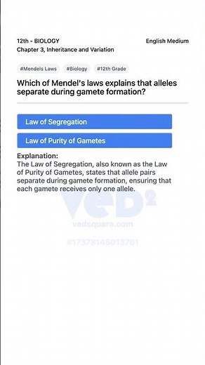 Mendels Laws Explained 12th Biology Inheritance and Variation