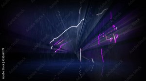 Computer simulation of an animated laser show on a water screen (based on a real laser show). Dancing