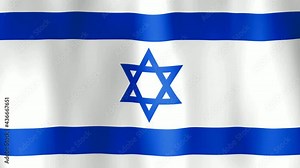 flag of Israel in motion fluttering in light breeze. Wind waves sway flag of Israel. Animated background for announcing events. Video