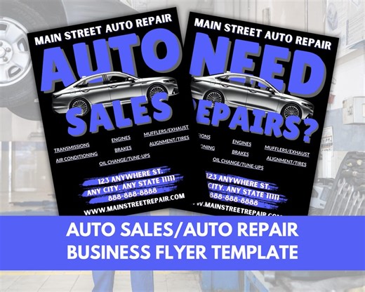 Auto Repair Flyer Template | Mechanic Shop, Car Sales (canva, Instant Download) - Etsy
