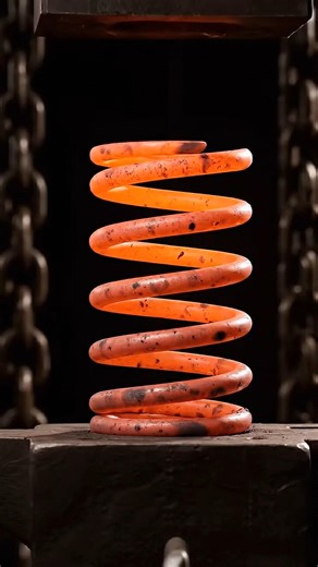 Red-Hot Steel Spring Crushed Under Hydraulic Press | Deep Bass ASMR #hydraulicpress #asmr #viral