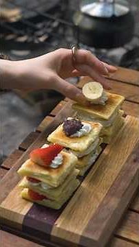 Skillet Mille-Feuille Pie Cake (Recipe in the description) #camping #campfood #camping #camp #coo...