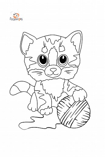 Kitten Yarn Ball Coloring Page ♥ Online and Print for Free!