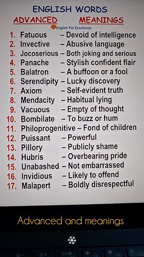 Advanced & meanings.💯🧑‍💻 #english #education #fblifestyle #englishlanguage #englishvocabulary | English Par Excellence