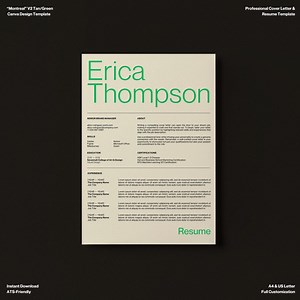 Minimalist Resume Template, Clean Creative CV Design (canva, A4 & US Letter) (digital Download) - Etsy