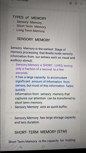 Sensory Memory - Types of Memory. BSc Nursing PSYCHOLOGY