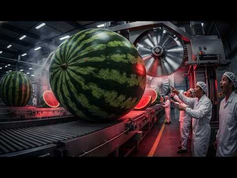 Giant Watermelon Juice Factory Process | factory inside video