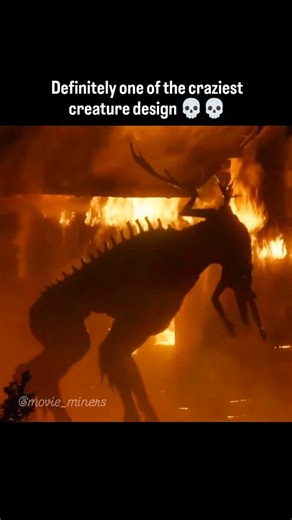 Movie Miners on Instagram: "💀 Imagine witnessing this... . . Luke bursts out of the burning cabin, torch in hand, after setting the mummified worshippers and their twisted congregation ablaze—fulfilling Dom's dying wish to destroy the place. Smoke billows behind him as he sprints into the clearing. The enraged Jötunn (Moder), ancient bastard offspring of Loki, emerges fully for the first time: a towering, grotesque hybrid with an elk-like body, skeletal frame overgrown with vines and spikes, ma