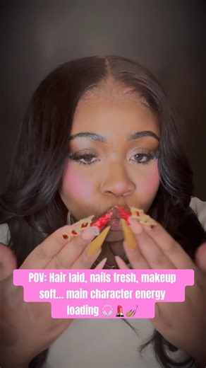 POV: Hair laid, nails fresh, makeup soft… main character energy loading 💄💅🏽 #beauty #nails #hair
