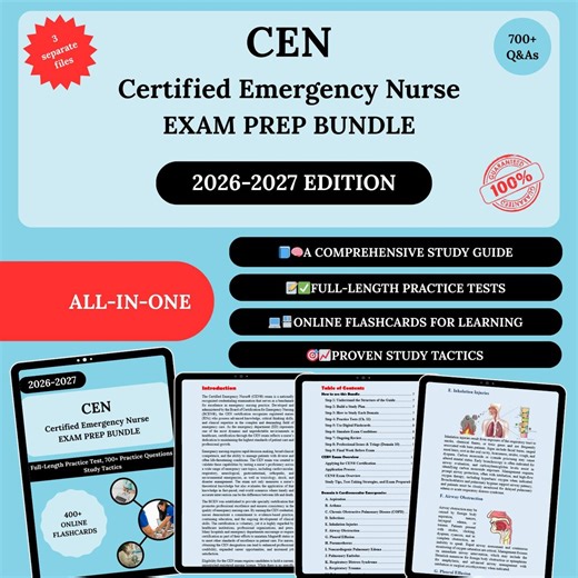 Buy Cen Bundle 2026 | Cen Study Guide | Cen Exam | Cen Study | Cen Practice Test | Certified Emergency Nurse | Cen Flashcards Online in India - Etsy